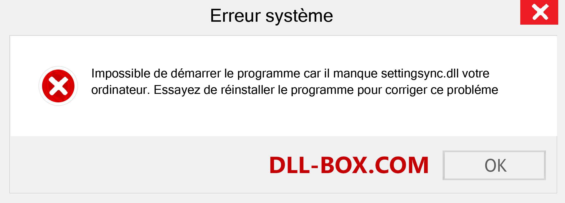 Le fichier settingsync.dll est manquant ?. Télécharger pour Windows 7, 8, 10 - Correction de l'erreur manquante settingsync dll sur Windows, photos, images